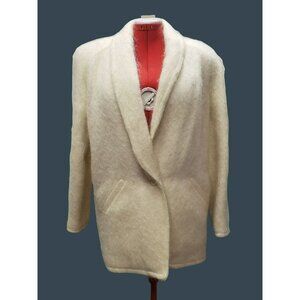 Vintage Ivory Mohair Coat – 90s Minimalist Quiet Luxury Winter White